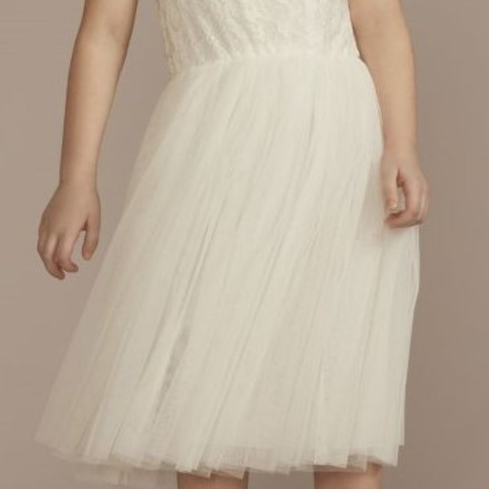 Lace Bodice Tank Flower Girl Easter or Holy Communion Dress NWT Sz 10 Soft White - Picture 2 of 6